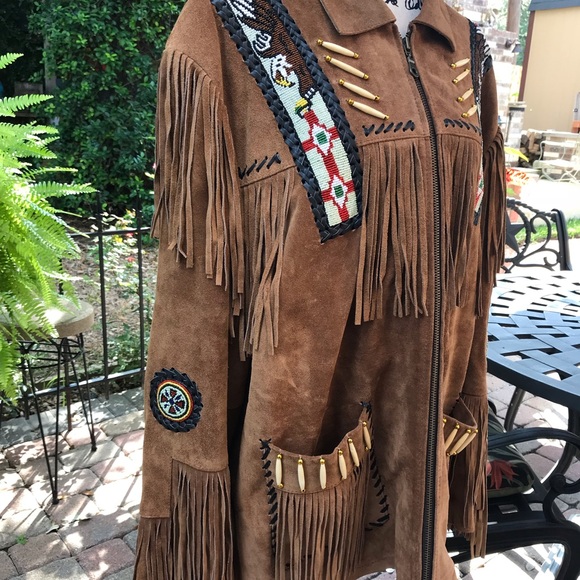 Men’s Beaded Suede Leather Jacket - Picture 2 of 8